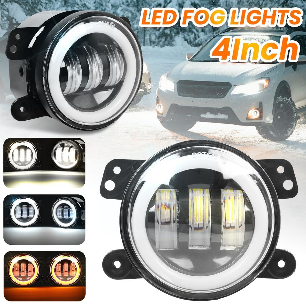 4Inch Pair Bumper LED Fog Lights Fit For Wrangler unlimited JK 4 Door 2007~2015