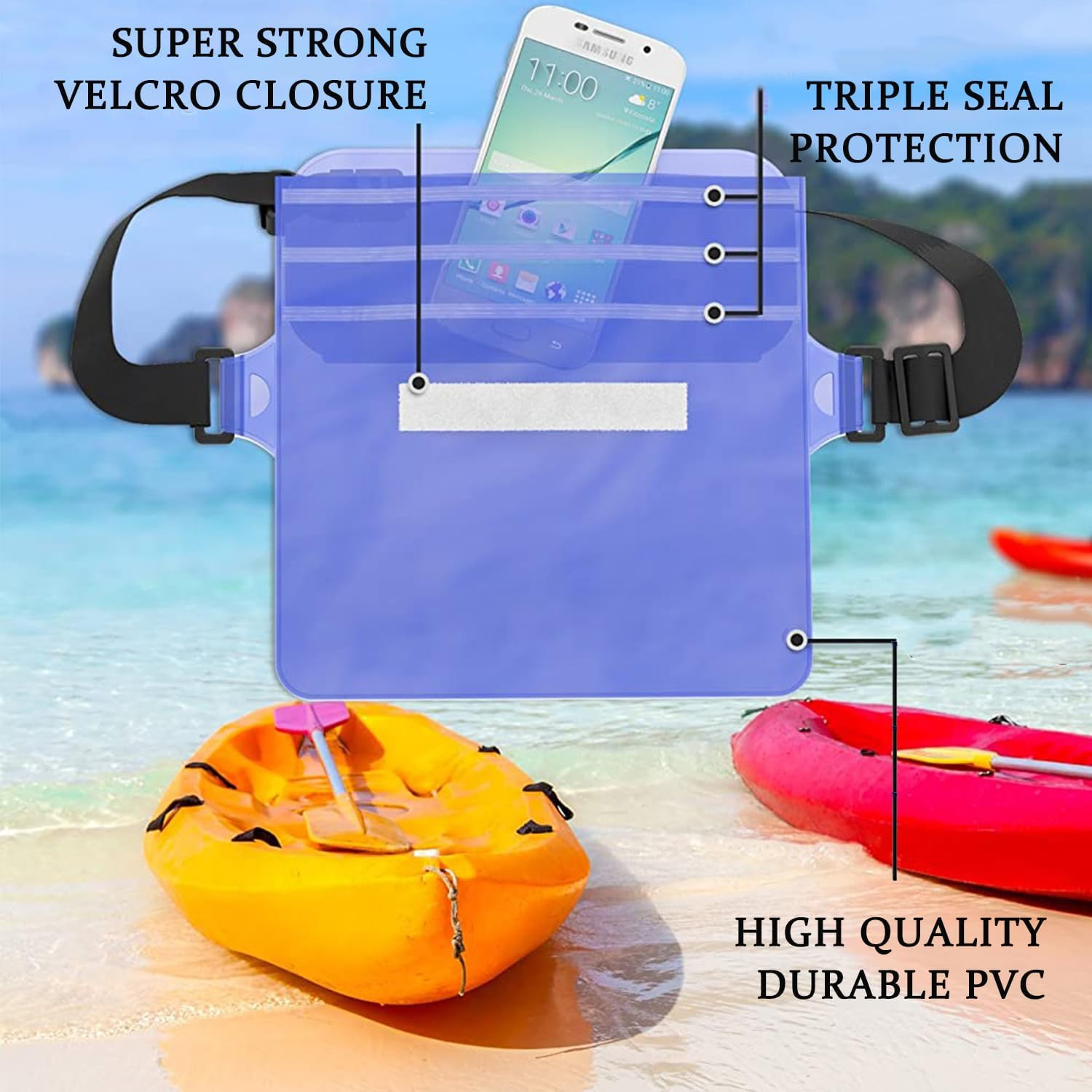 2-Pack Waterproof Pouch with Adjustable Waist Strap | Screen Touch Sensitive Dry