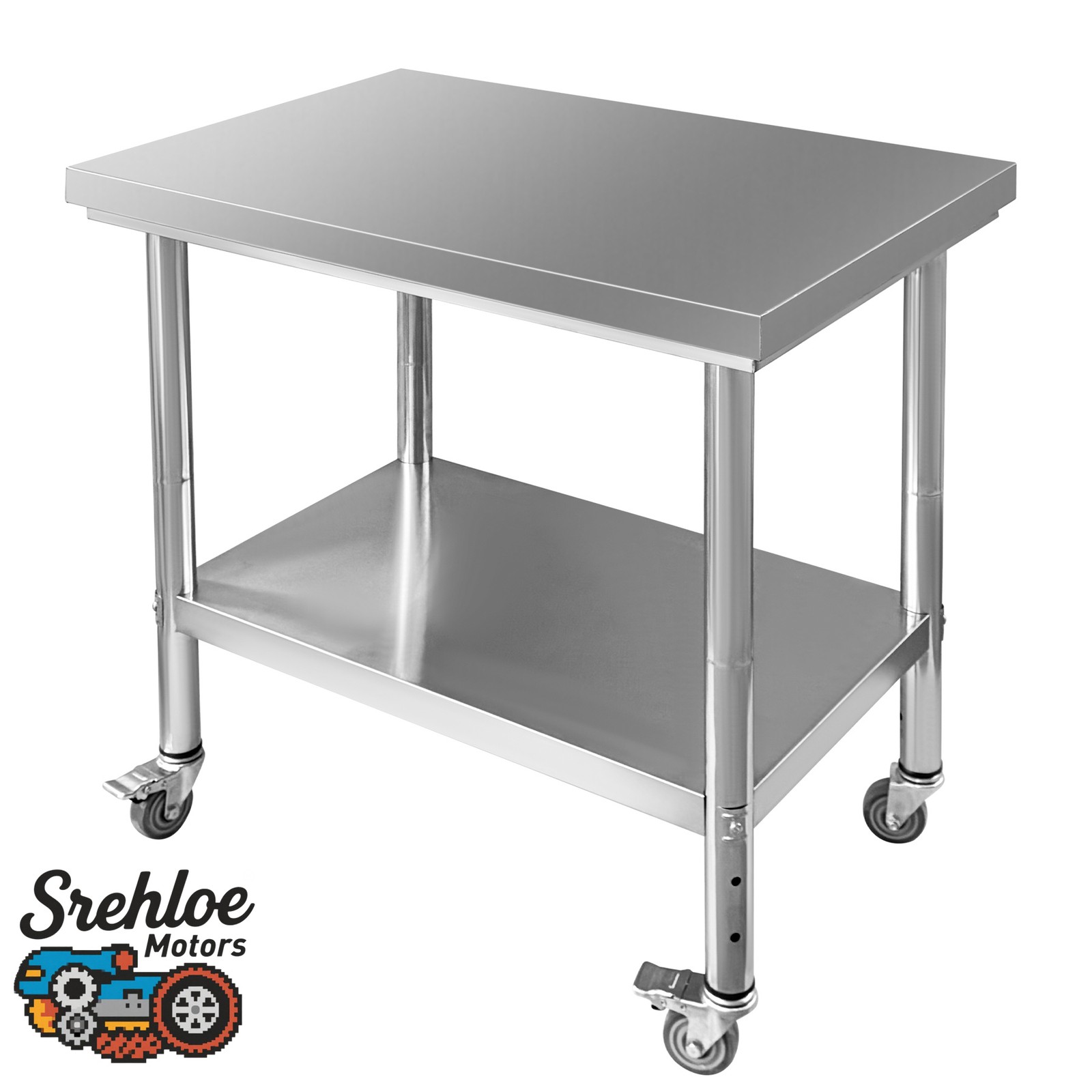 Work Table Stainless Steel 36"x24" with 4 Wheels Heavy Duty Food Prep