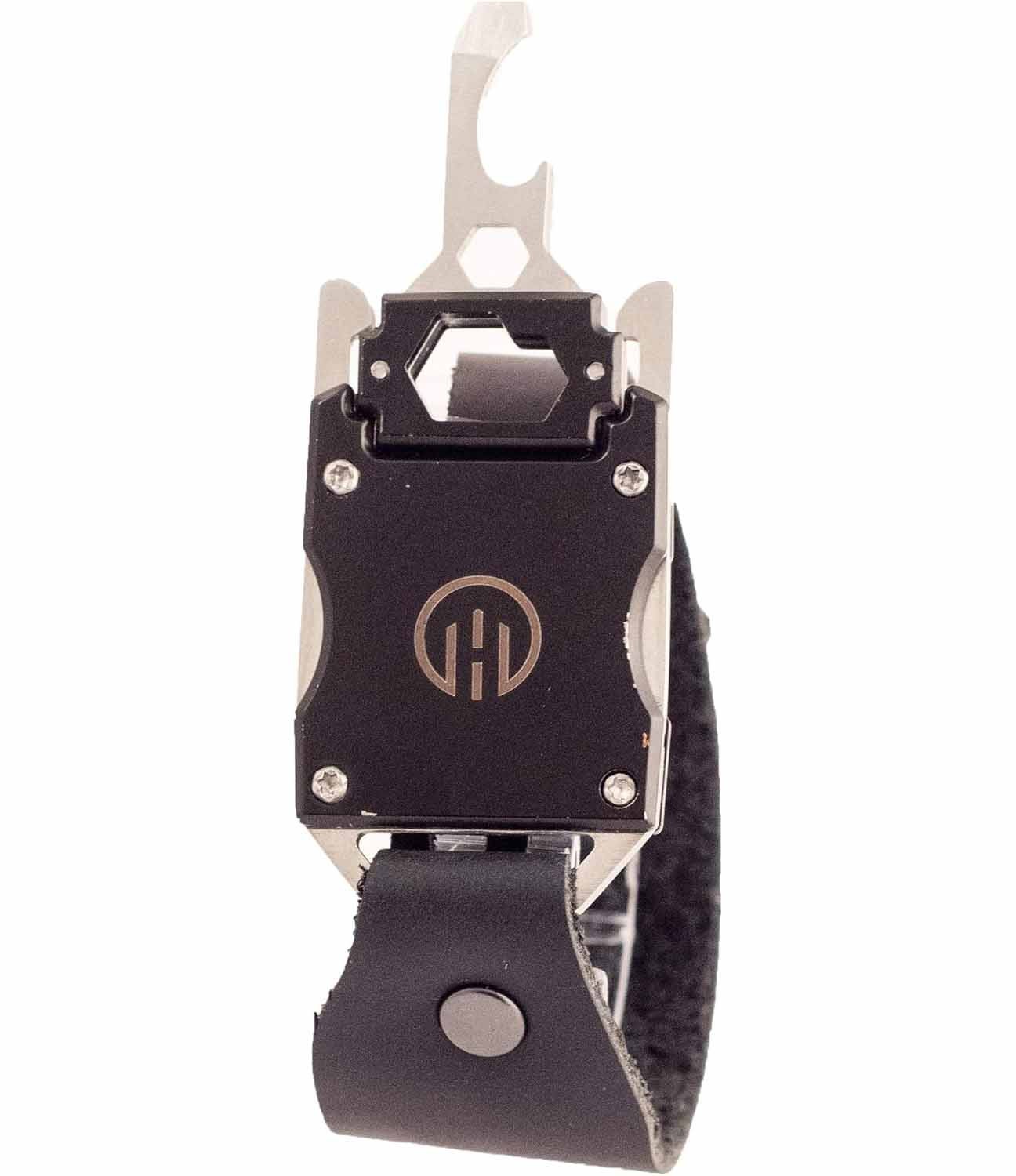 Higher Objects Finn - Multi Stainless Steel Tools Black Leather Bracelet