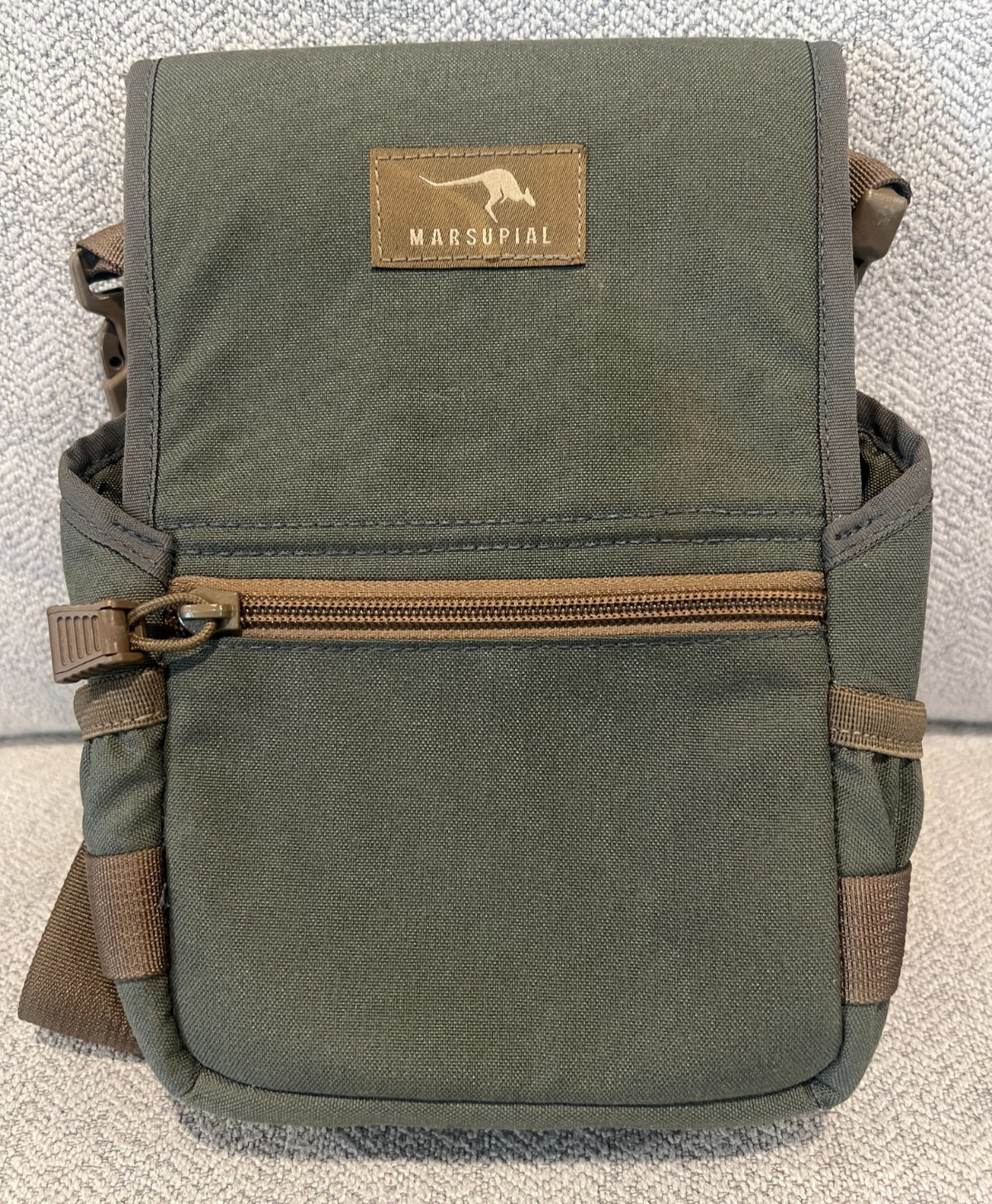 Marsupial Gear Binocular Chest Harness Magnetic Case Green