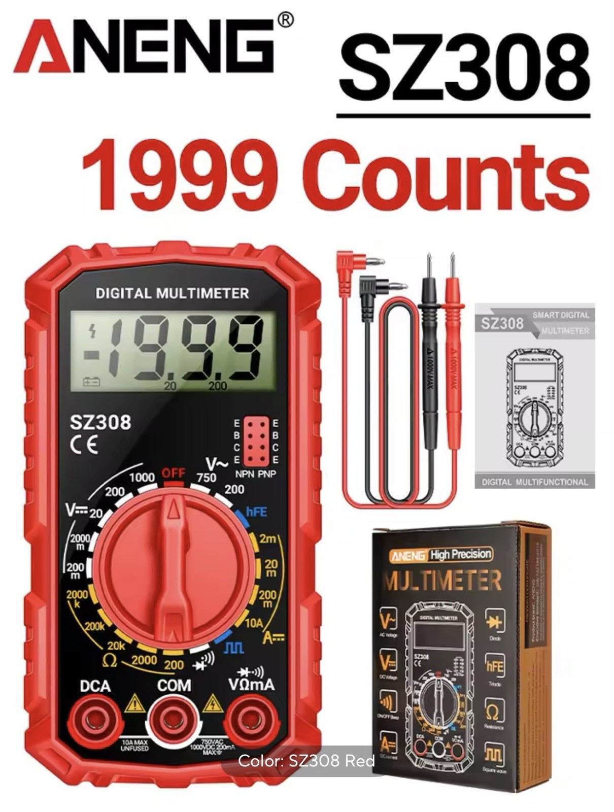 Digital Multimeter AC DC Voltmeter Ammeter Ohmmeter Volt Tester Meter SZ308 USA