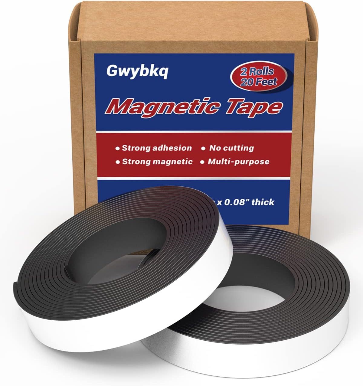 Magnetic Tape 2 Rolls 20 Feet Magnets with Strong Adhesive Backing (1Rolls 10 Fe
