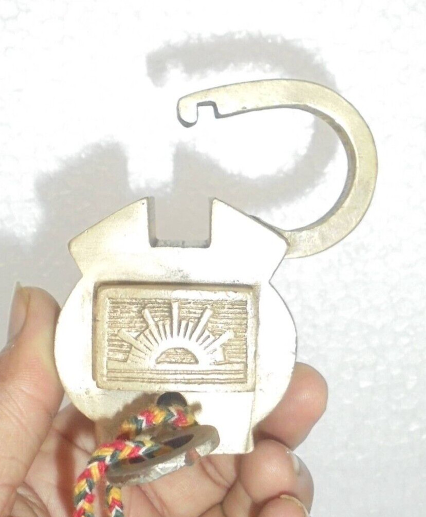 Vintage Brass Sun Engraved Handcrafted Fine Quality Solid Heavy Padlock