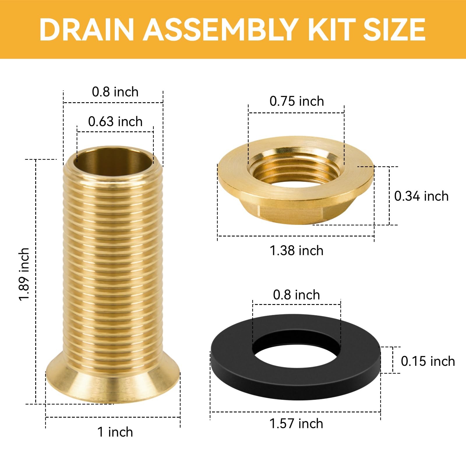 Drip Tray Drain Assembly 2 Brass Fitting 1/2 NPT Outlet Gasket Lock Nut