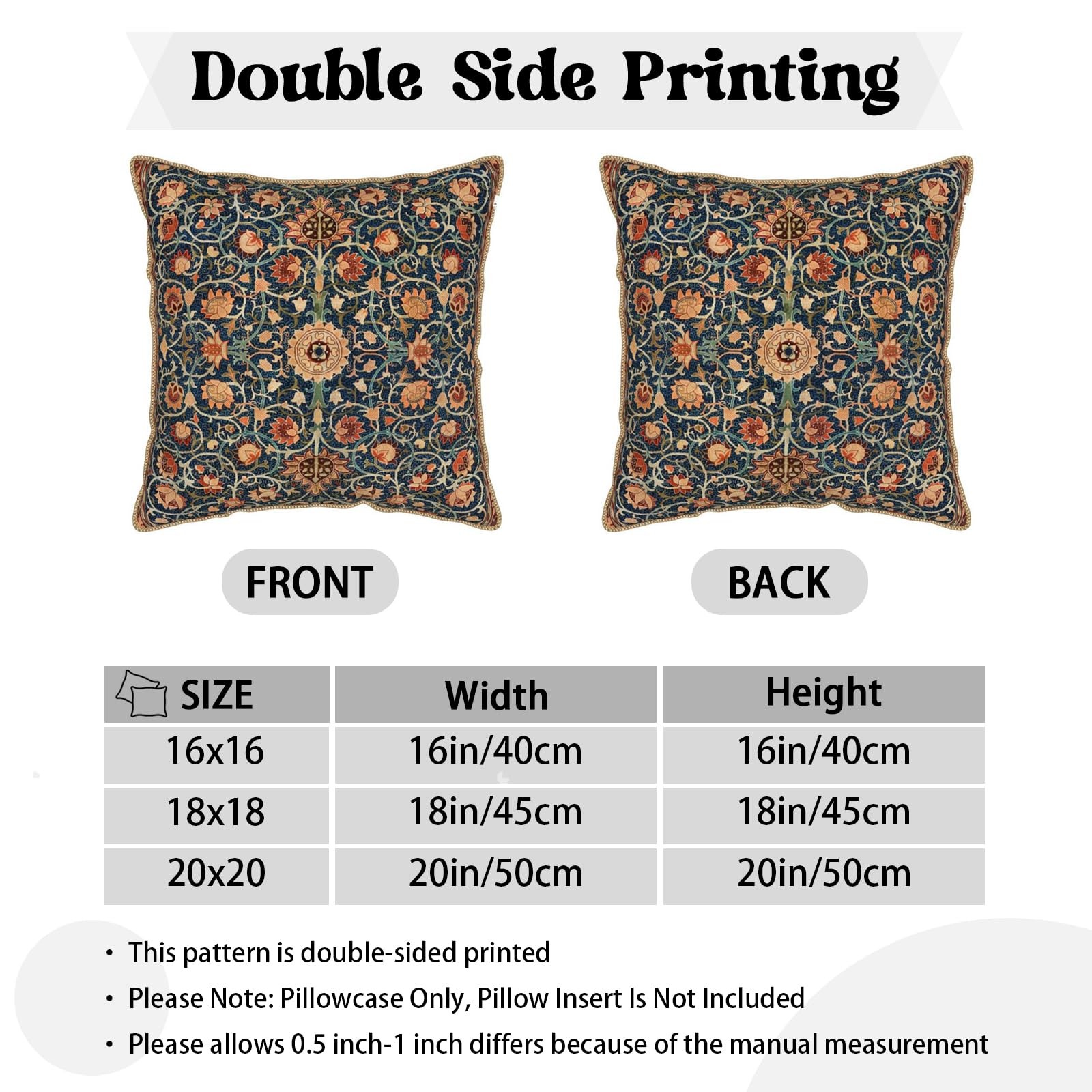 Vintage Floral Soft Velvet Throw Pillow Covers Set of 2 Burnt Orange Navy Flo...