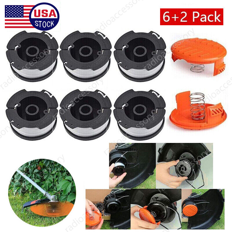 NEW Trimmer Spools + Caps For Black&Decker LST400 LST420 LST522 LST1018 LSTE523