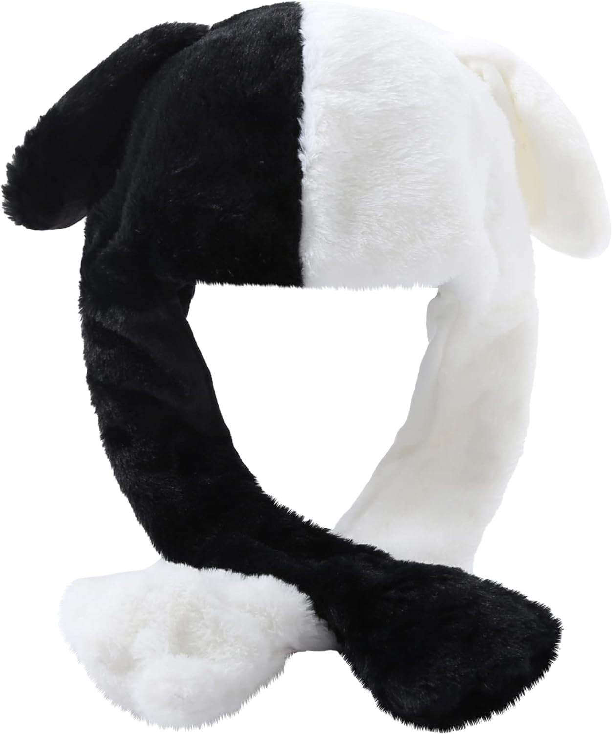 Black White Bear Hat Moving Ears,Pressing Jumping Hat Cap Paws Will Make Ears Mo