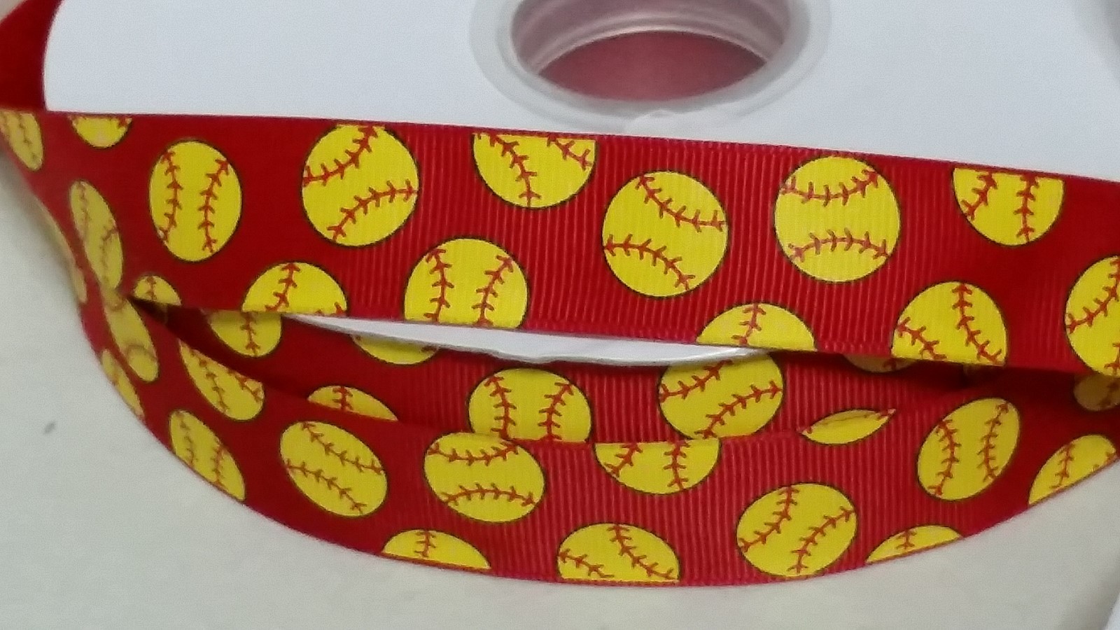 SOFTBALL RIBBON - 7/8" X 1 YARD -RED - NAVY - ORANGE - BLUE - PINK - JADE-SPORTS