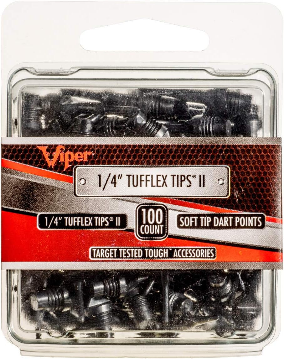 Dart Accessory: Tufflex II 1/4" Thread Soft Tip Dart Points, Black (100 and 500