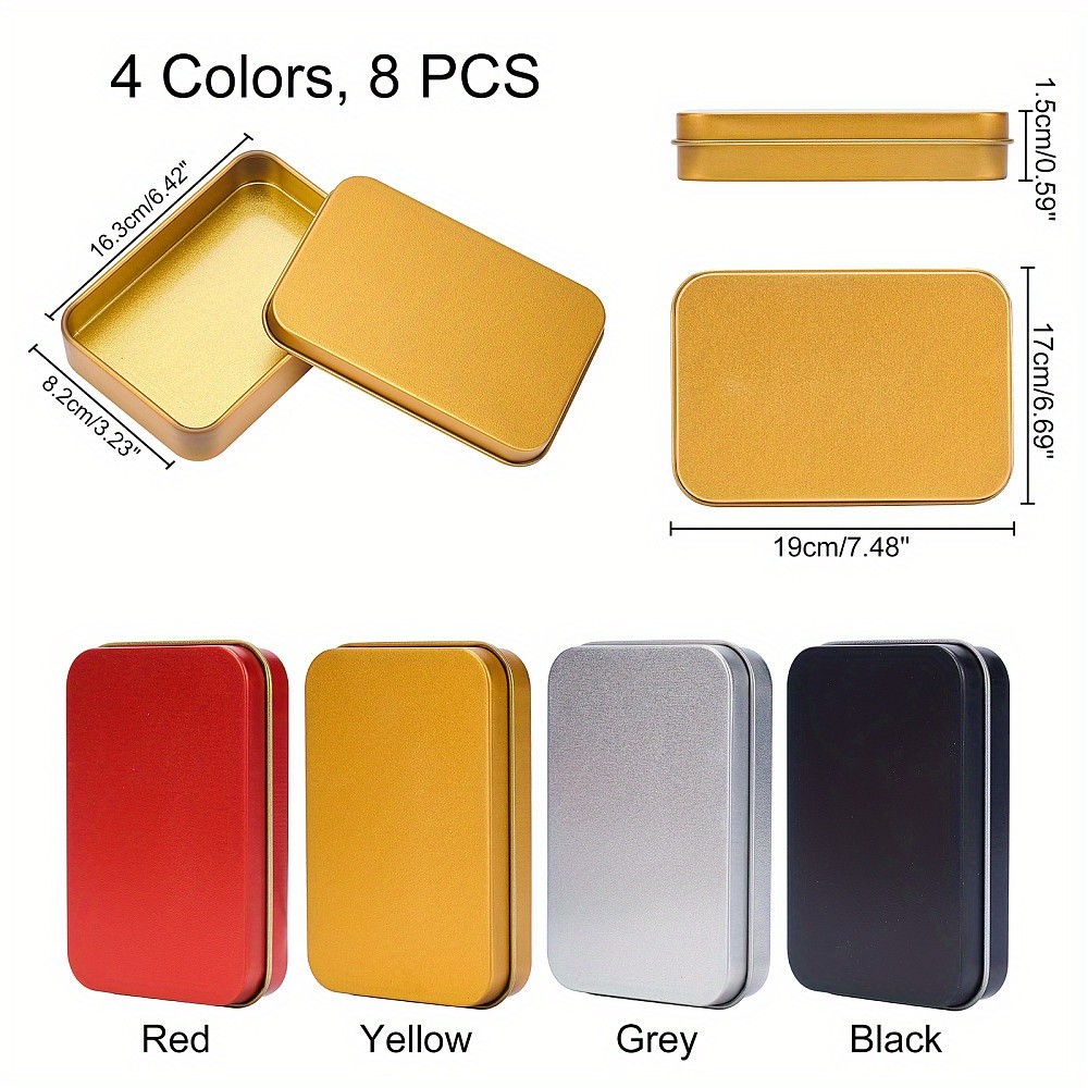 1set 8pcs Tinplate box Bead Storage Containers Storage box Rectangle Mixed color