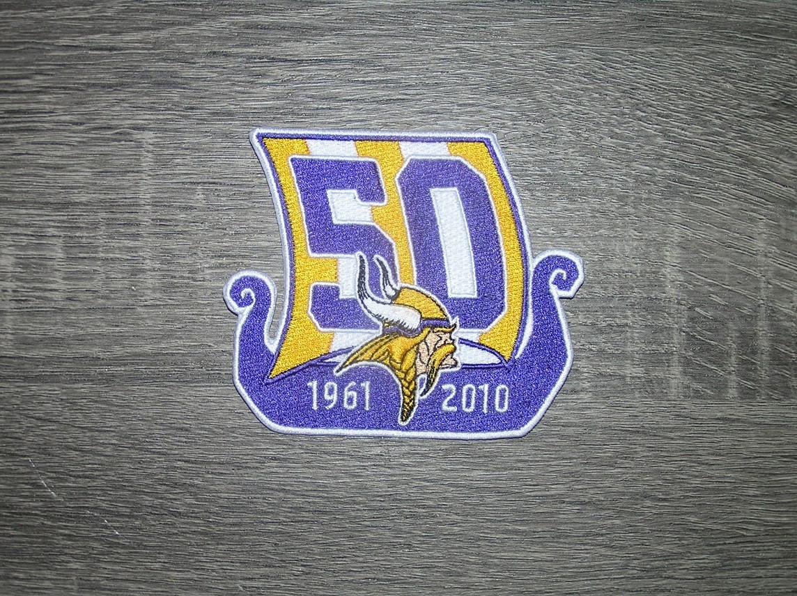 Minnesota Vikings 50th Anniversary Season Embroidered Iron On Patch 4" x 3.5"
