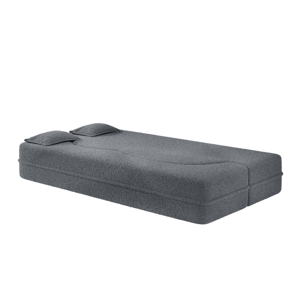 Convertible Floor Sofa Bed Twin Size w/ 2 Pillows, No Assembly, Dark Grey