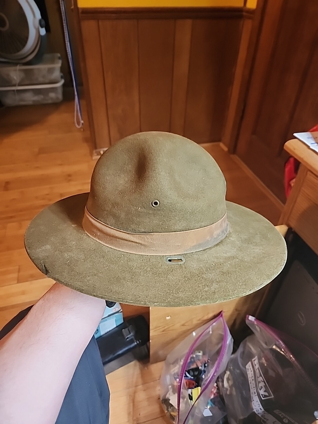 Vintage Stratton US Military Drill Sergeant Hat Cap. Size 6 7/8 No Chin Strap
