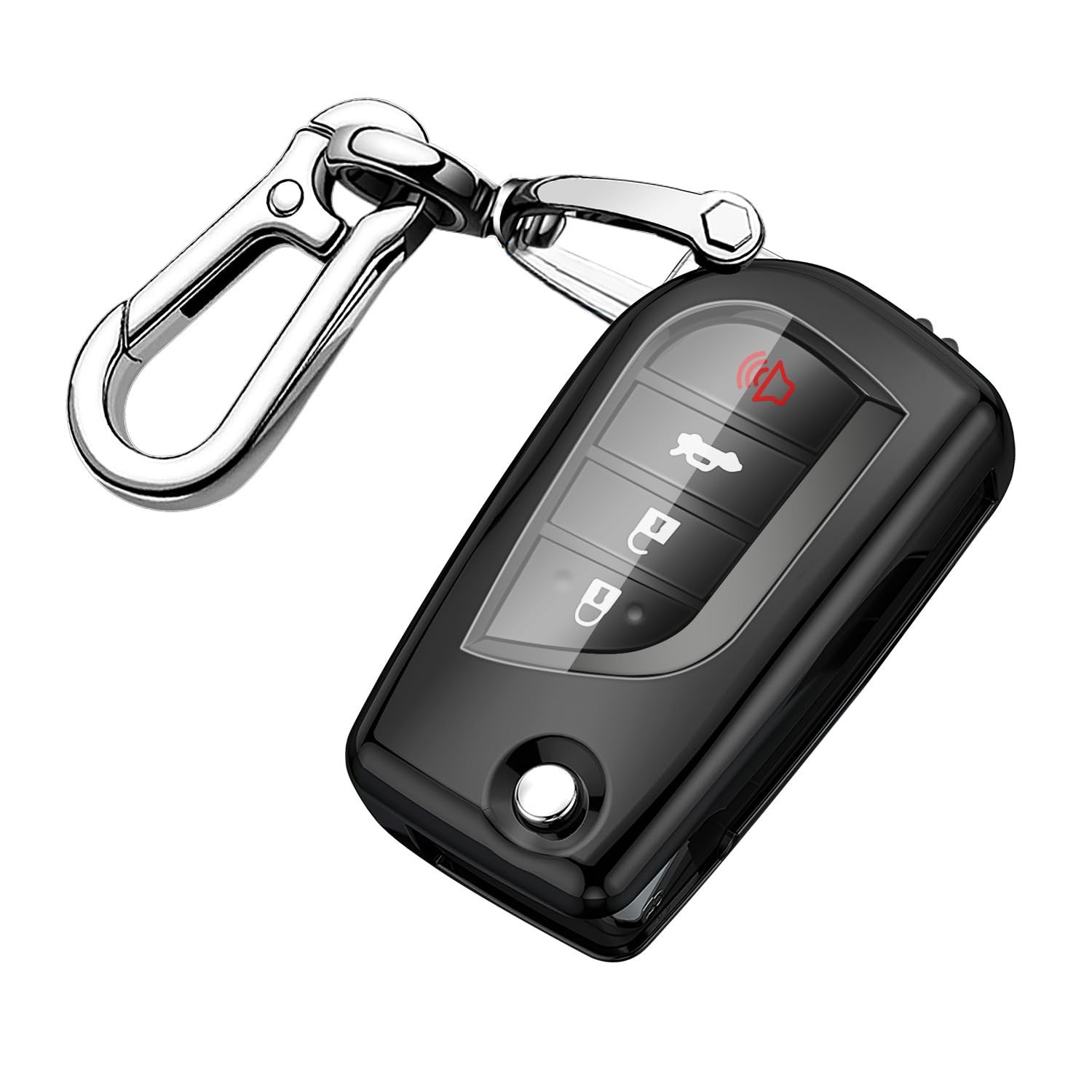 QBUC for Toyota Flip Key Fob Cover，4 Buttons Full Protection Soft Case |
