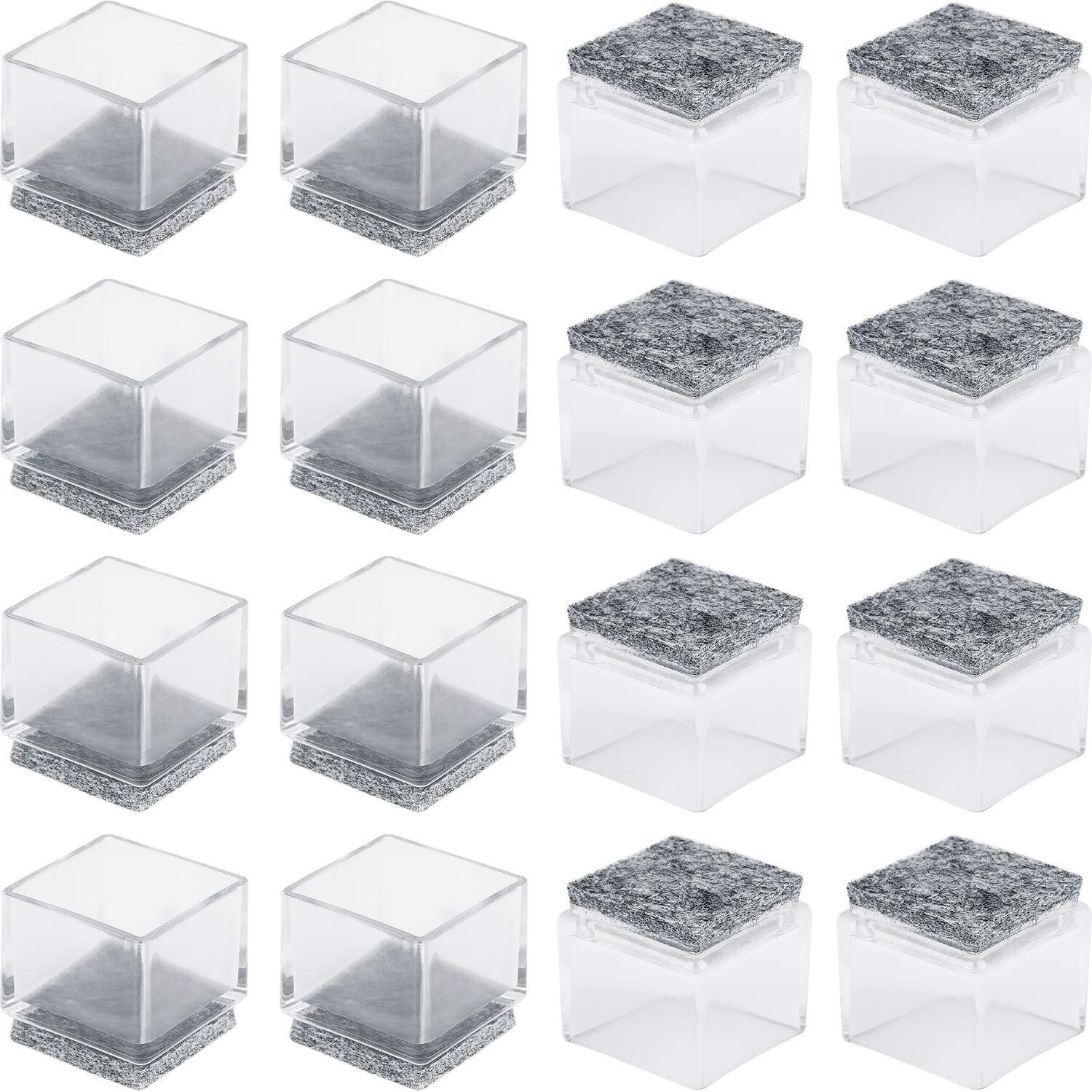 Anwenk 1''x1" Square Chair Leg Floor Protectors with Felt Pads 1inch 1 in Squ...