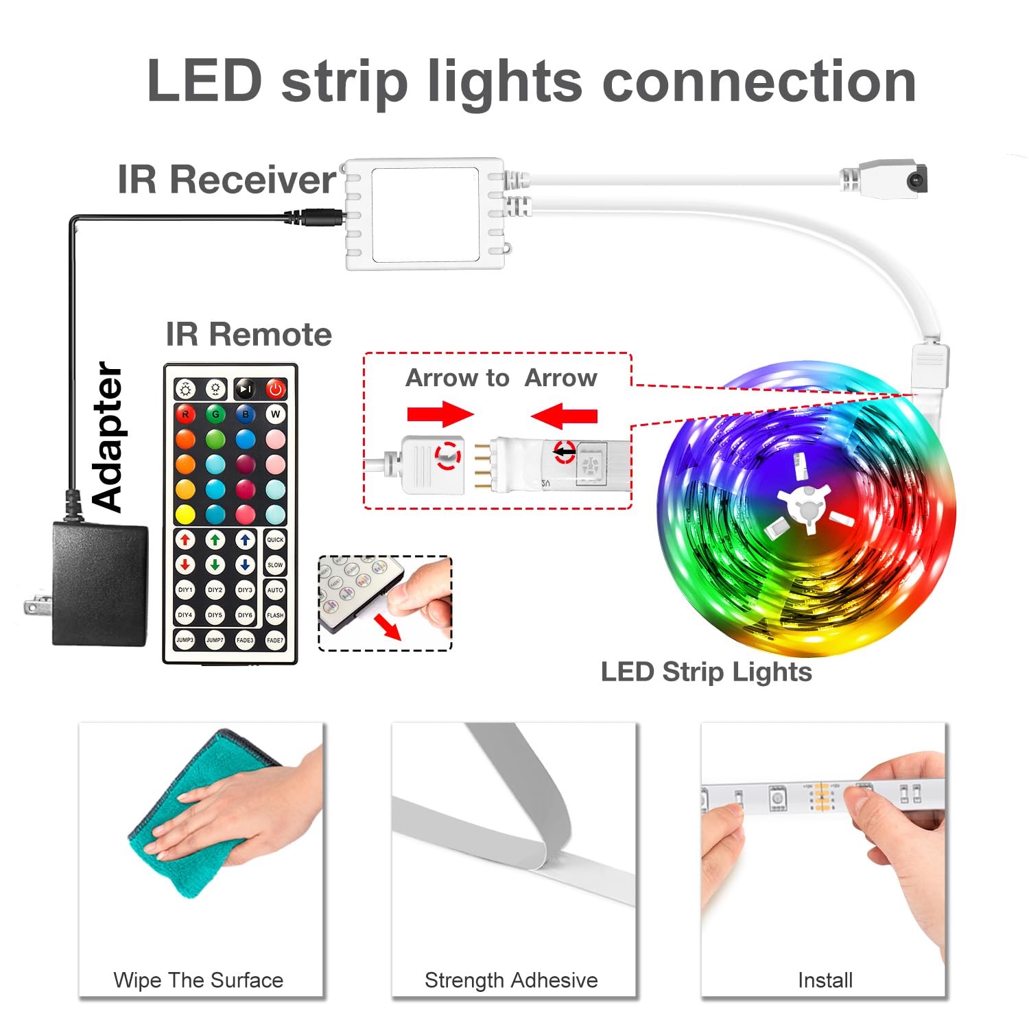 DAYBETTER LED Strip Lights 100ft, Smart Lighting with App 100FT, Multicolor