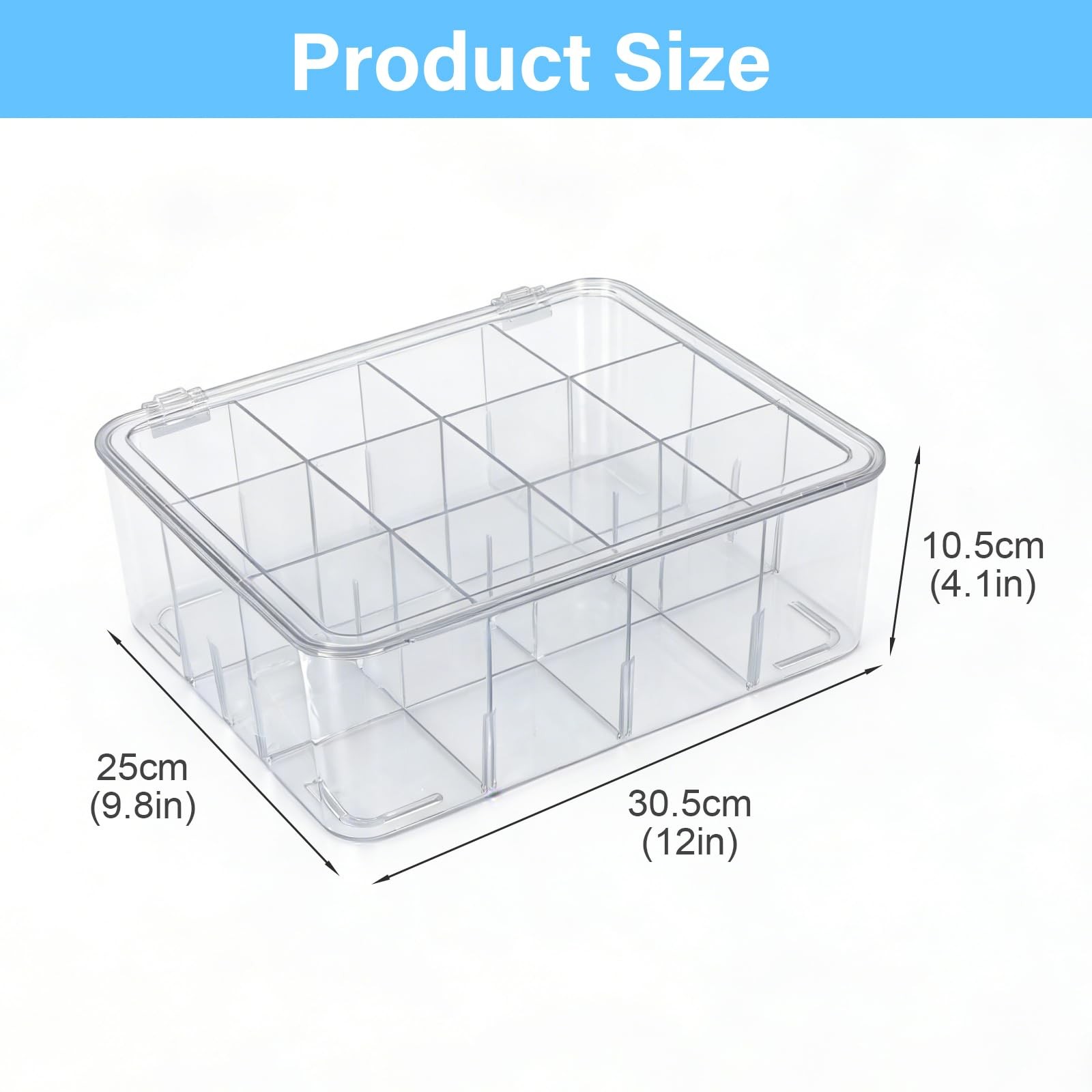 Adjustable Washi Tape Storage with 12 Dividers – Clear Stackable Acrylic Craf...