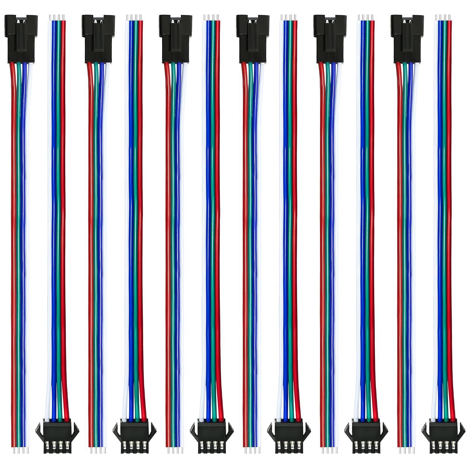 30 Pairs JST SM 4 Pin Connectors Female/Male 20AWG Wire 15cm Cable LED Strip ...