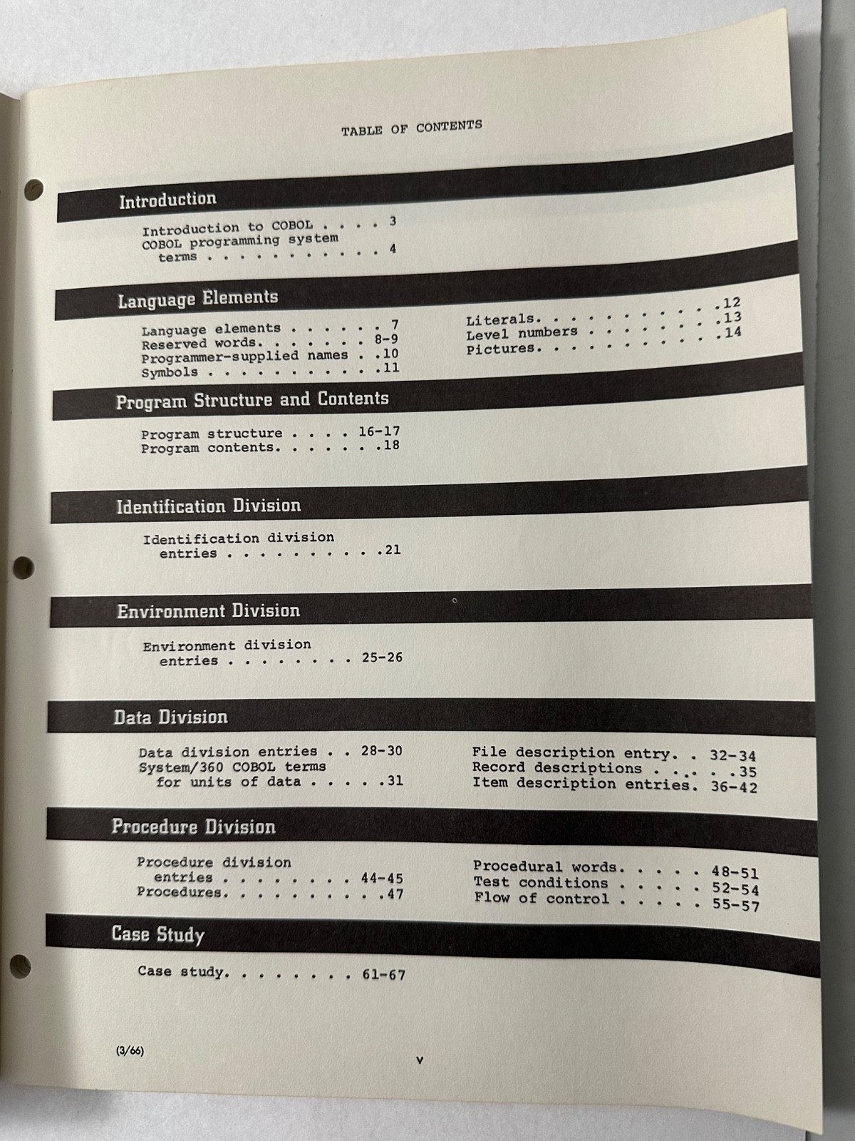 IBM System/360 COBOL Prog Fundamentals REF HANDBOOK Prog Instruc Course - 1966!