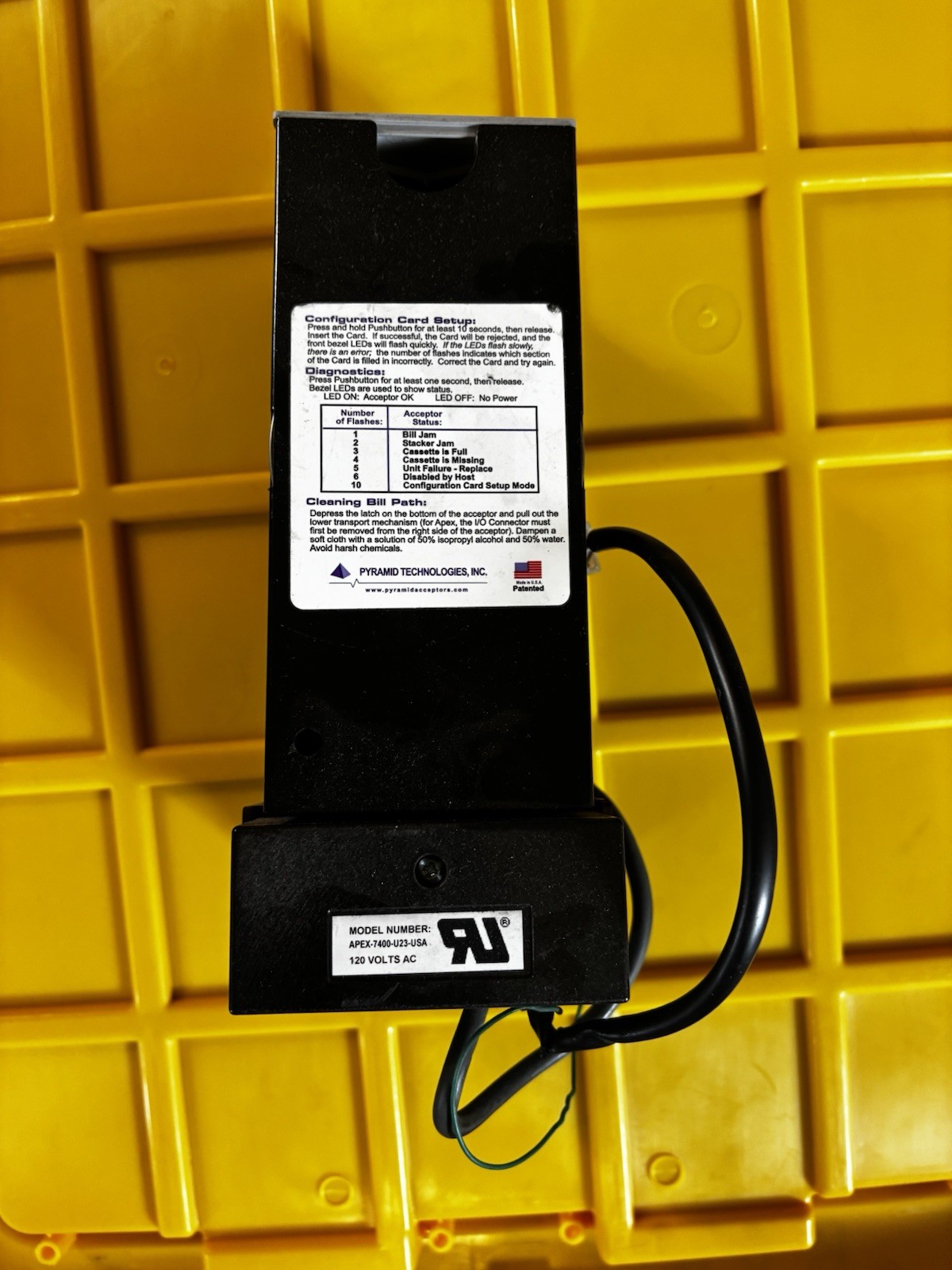 Apex 7400-U23-USA Bill Acceptor 120 Volt AC