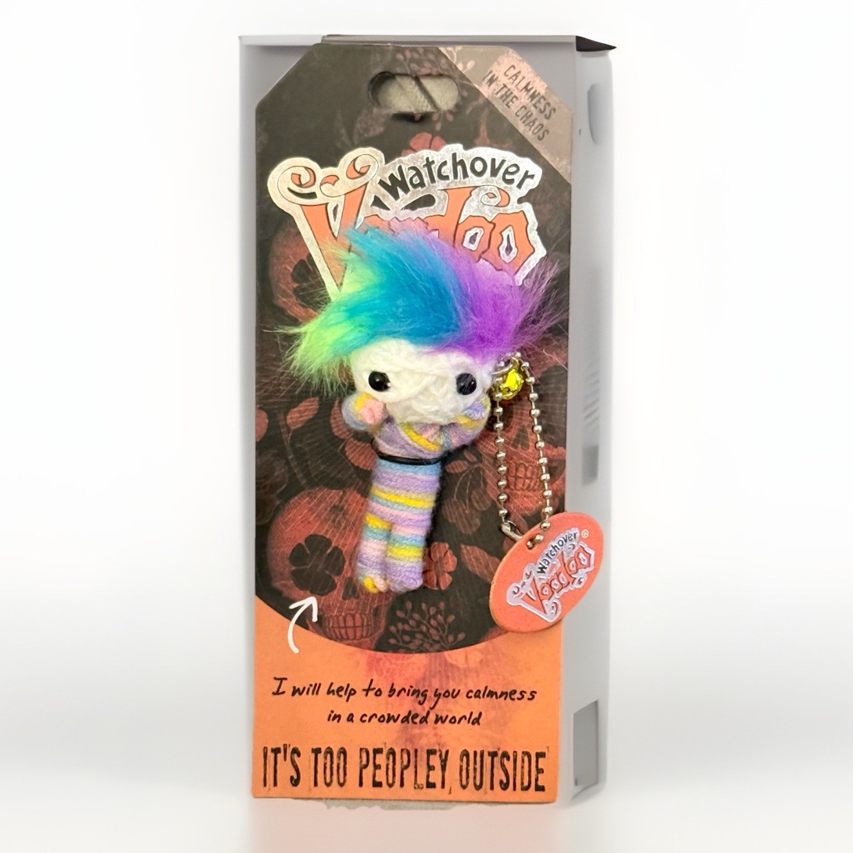 Watchover Voodoo IT’S TOO PEOPLEY OUTSIDE Funny Protection Doll Keychain - New