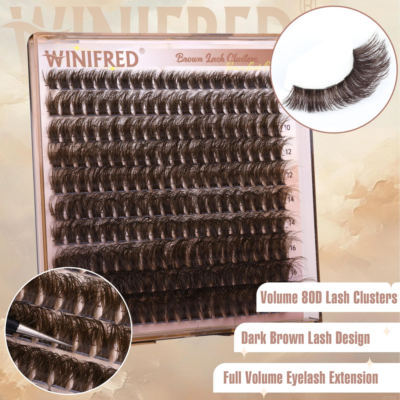 Brown Lash Clusters Dark Individual Lashes Wispy Thick Volume