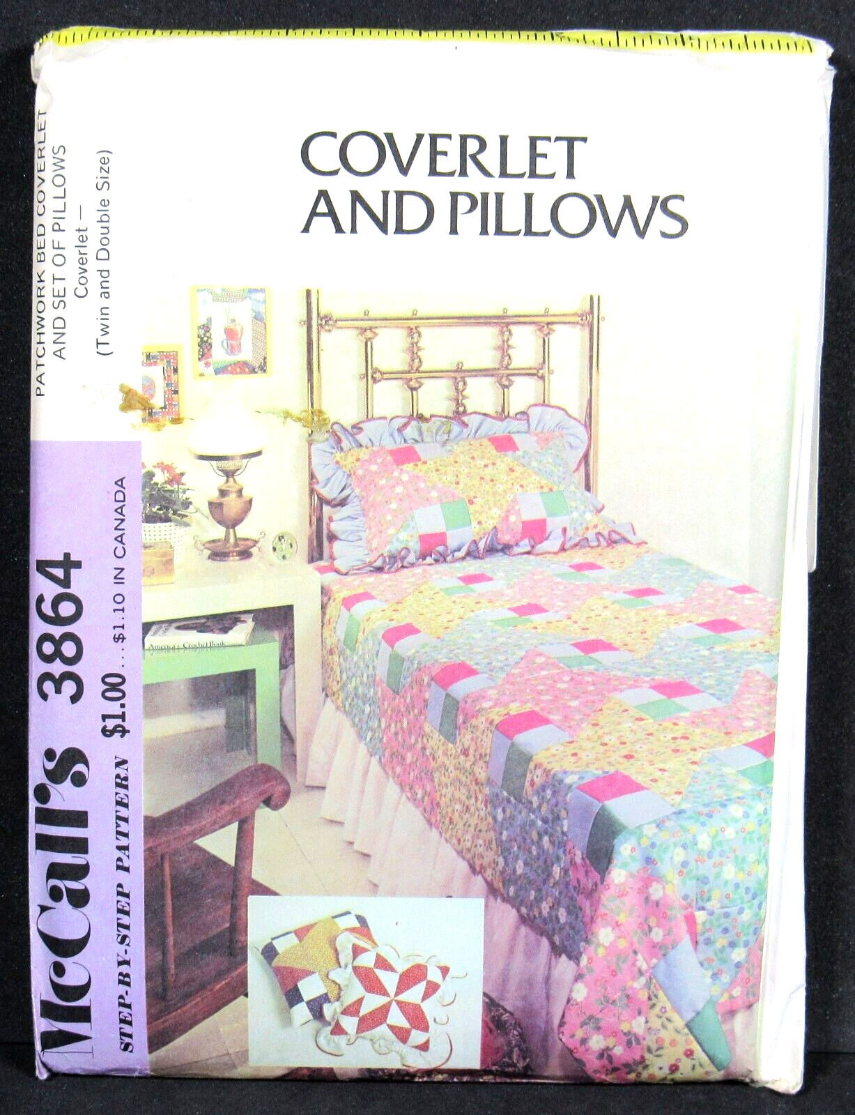 Patchwork Coverlet and Pillows Quilting McCalls 3864 Uncut Pattern