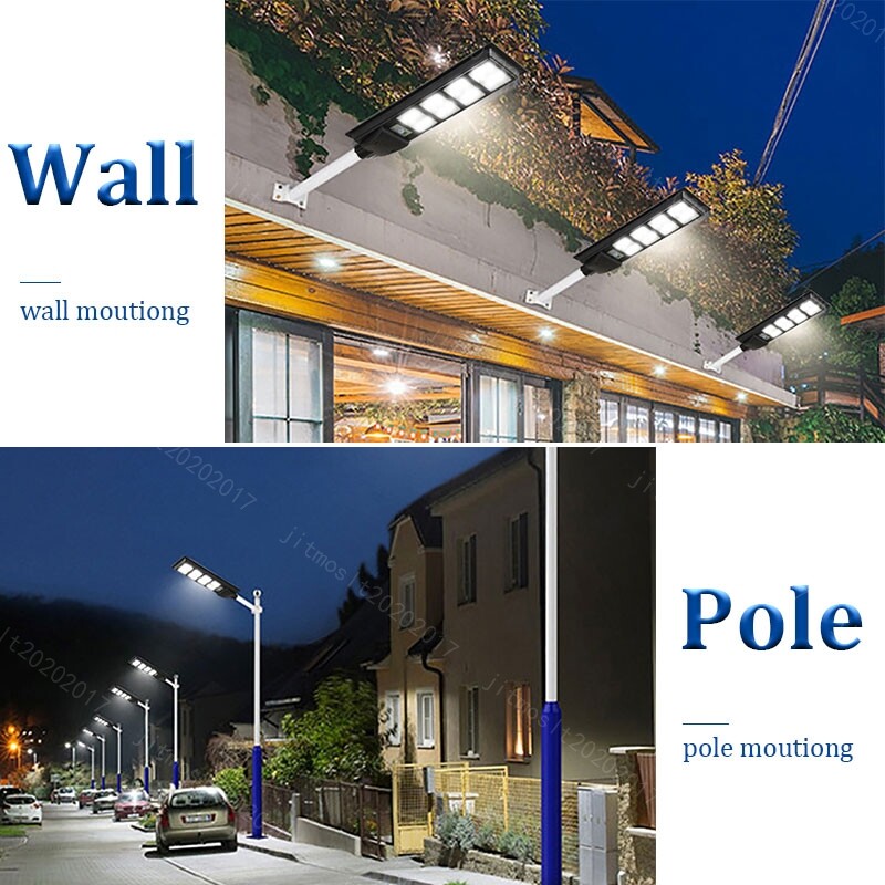 LED Solar Street Lights Waterproof Sensor Outdoor IP66 Remote+Pole Commercial