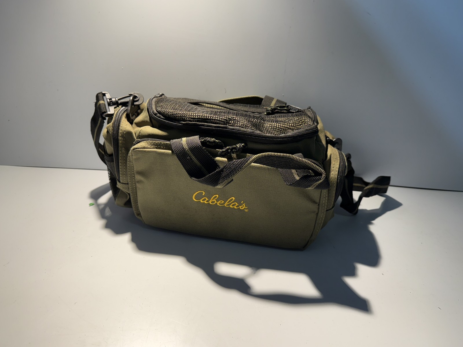 Cabela's Tan Fishing Tackle Bag Shoulder Strap Multiple Pockets