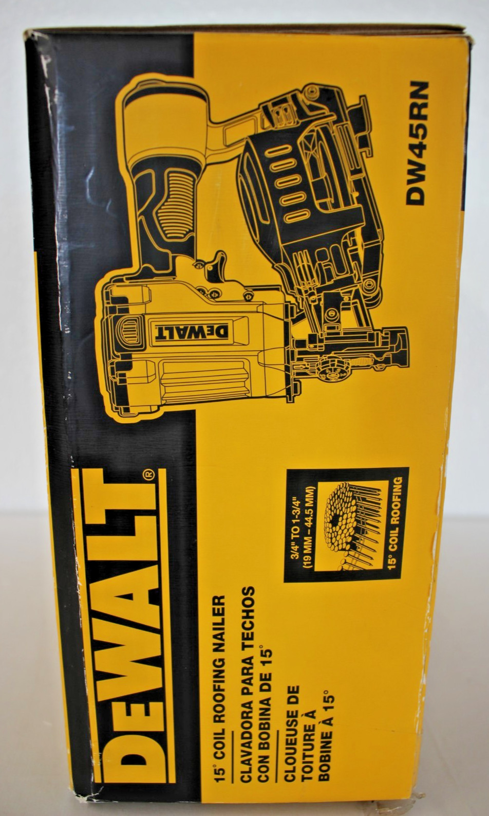 DEWALT DW45RN 15 Degree Coil Roofing Nailer - TOOL ONLY