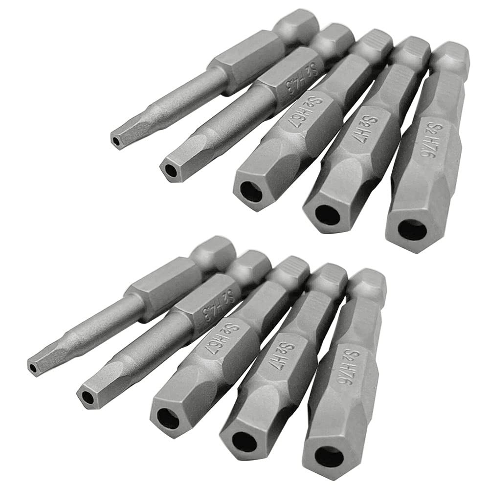 Saipe 10 Pieces Magnetic Pentagon Head Screwdriver Bits Set 1/4 Inch Hex 50mm