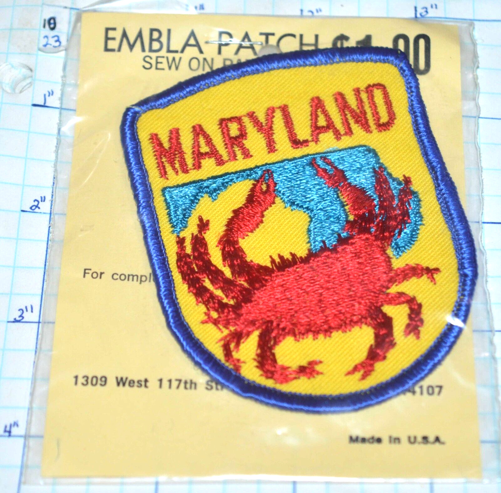 MARYLAND STATE RED CRAB SYMBOL VINTAGE NIP PATCH