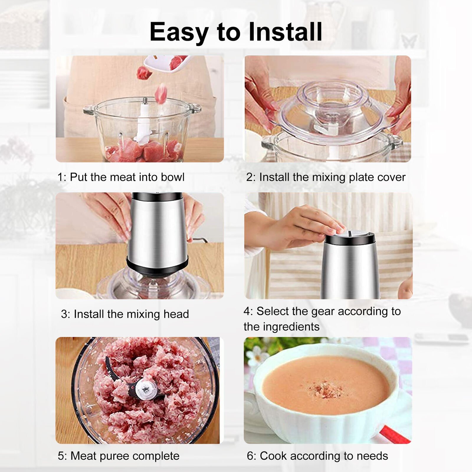 Electric Food Processor & Vegetable Chopper, High Capacity Blender Grinder NEW