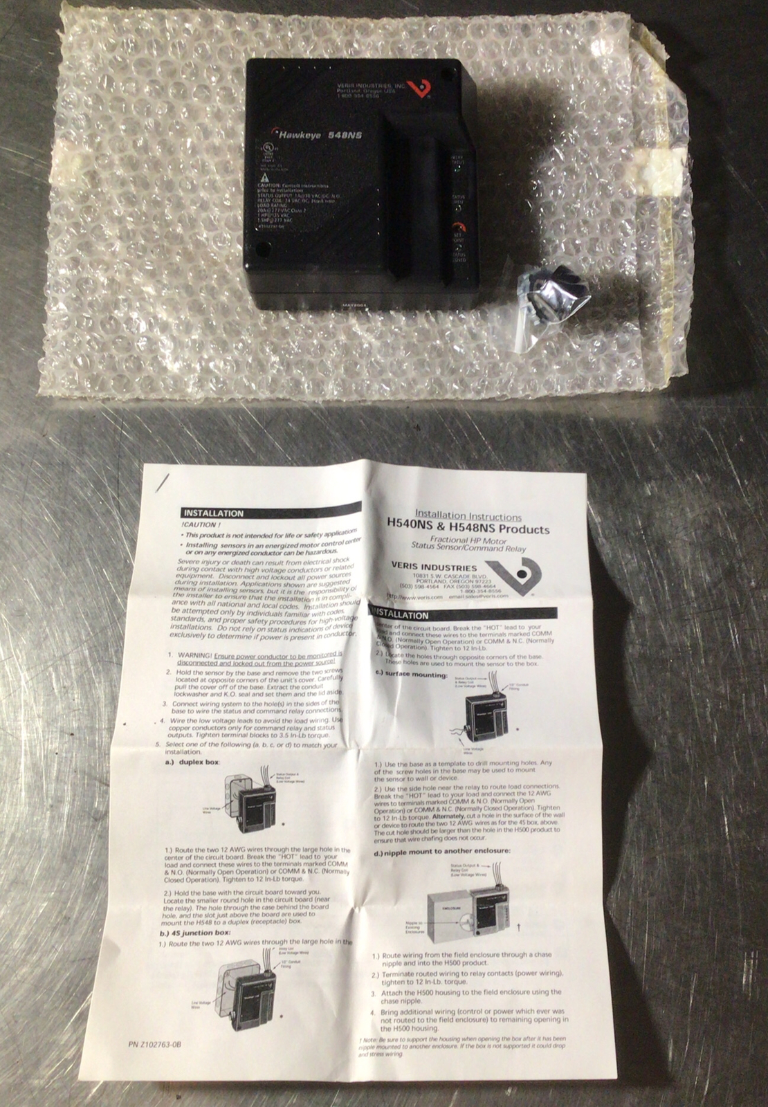 Veris Hawkeye 548NS Status Sensor Command Relay