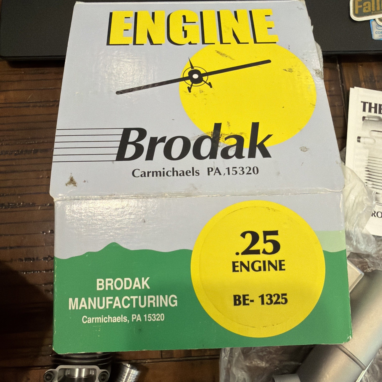 Brodak .25 .236 cu. in. 2-stroke glow engine for control line use, with muffler