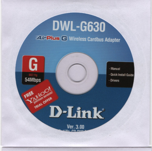 D-Link DWL-G630 AirPlus G Wireless CardBus Adapter Driver Software CD-ROM (2003)