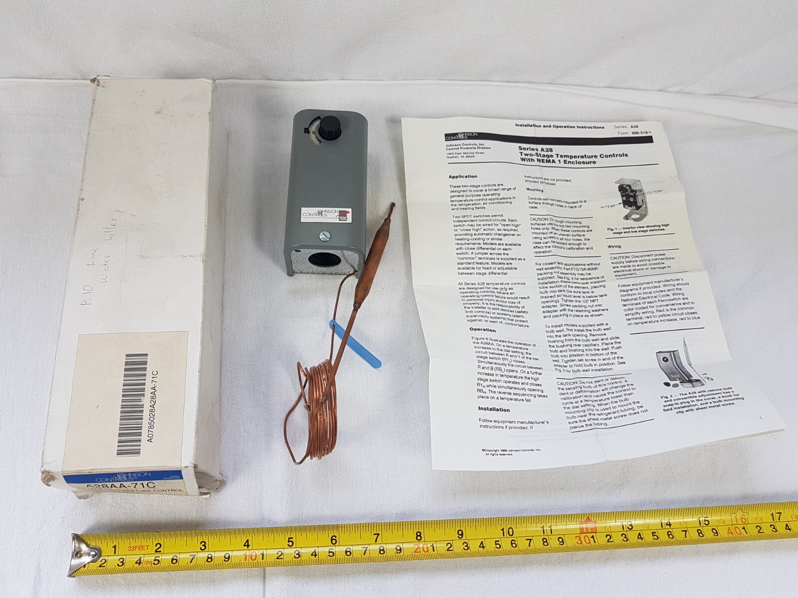 Johnson Controls A28AA-71C 2-Stage Temperature Control 15-to-60C 2xSPDT - Unused