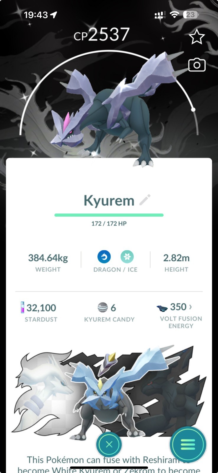 Shiny Kyurem Black background PTCs Read Description