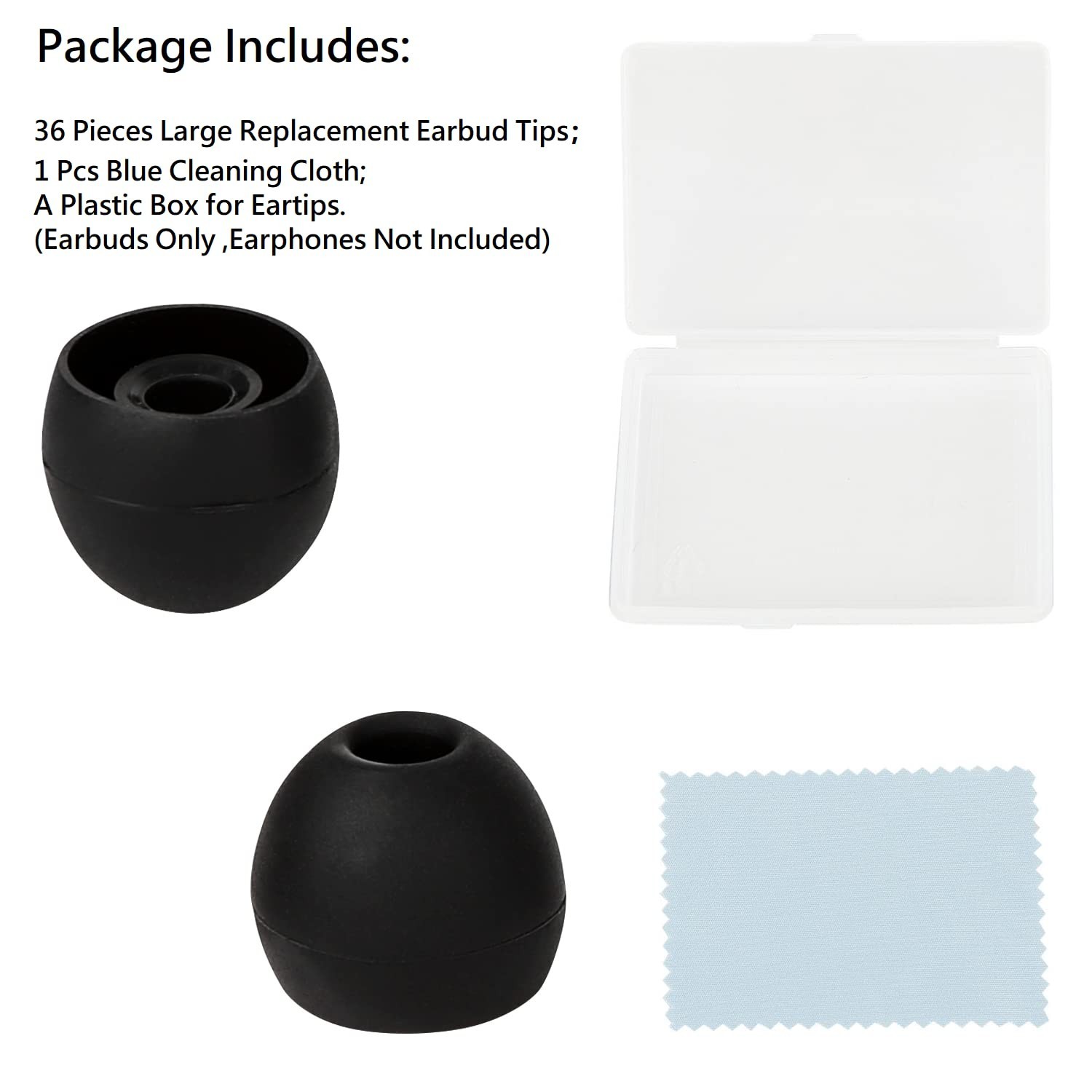 36 Pieces Large Earbud Tips Soft and Comfortable Silicone Earbud Tips Ear Bud...