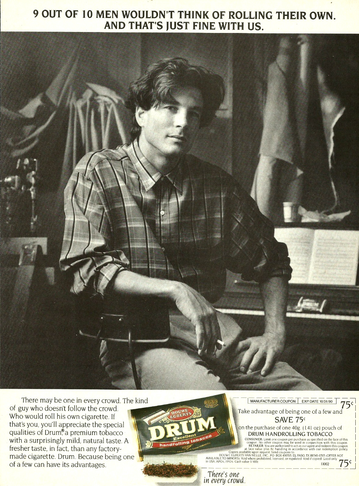 1990 Drum Handrolling Tobacco Cigarettes Douwe Egberts vintage Print AD