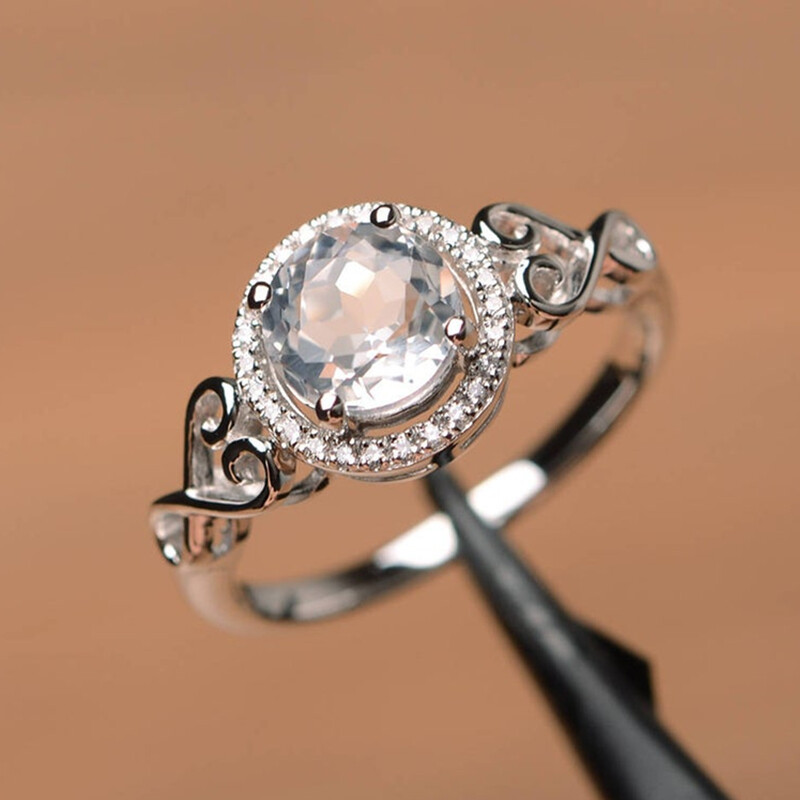 Women Round Cubic Zircon Jewelry Pretty Party 925 Silver Filled Ring 6-10