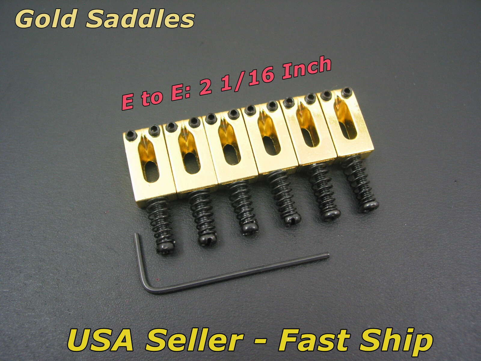 Gold Bridge Saddles For Fender Stratocaster Telecaster Squier 2 1/16" Strat Tele