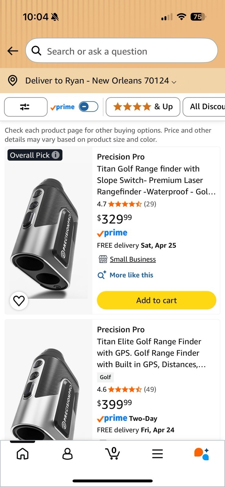 Precision Pro Titan Golf Premium Waterproof Rangefinder Slope Switch Side Magnet