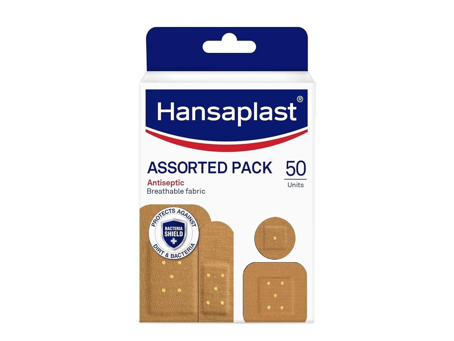 Hansaplast Assorted Pack - Antiseptic Plasters in various shapes - 50 Units