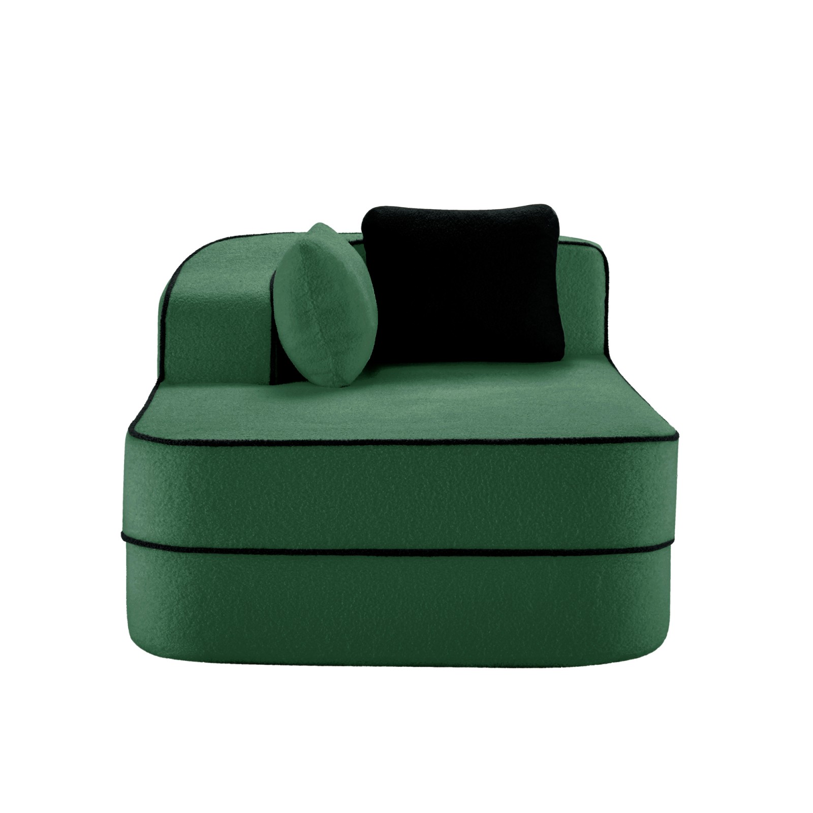 Left Chaise Sofa with Pillows Teddy Fabric Green 66.54" L