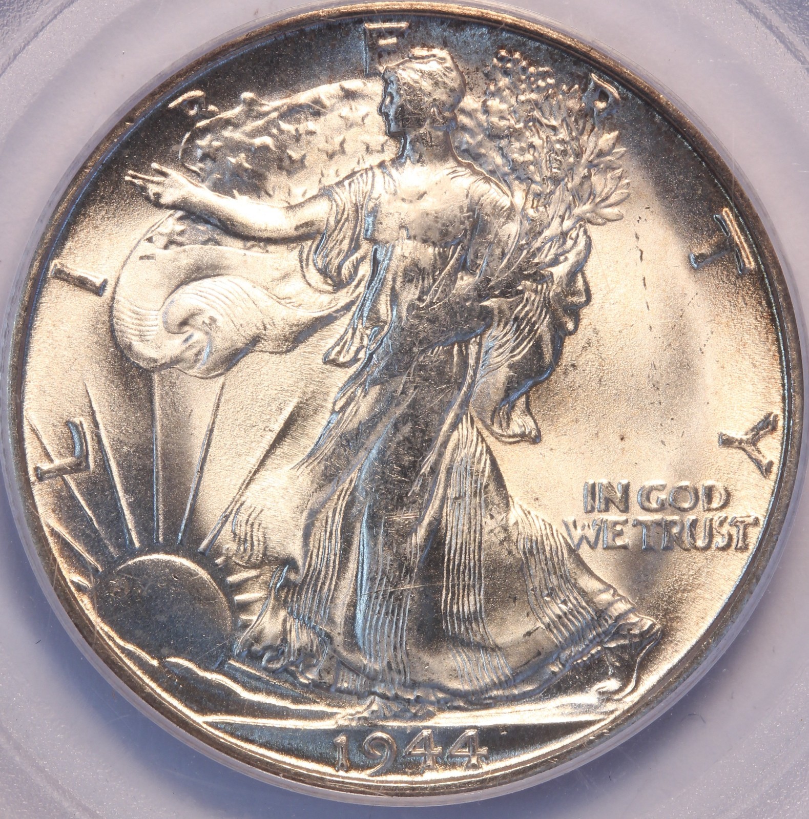 1944 S Walking Liberty Half Dollar, PCGS MS65, Exceptional Luster, Tremendous!