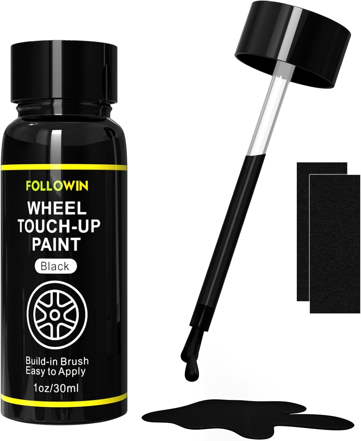 Black Rim Touch Up Paint for Cars, Wheel 1 Fl Oz (Pack of 1),