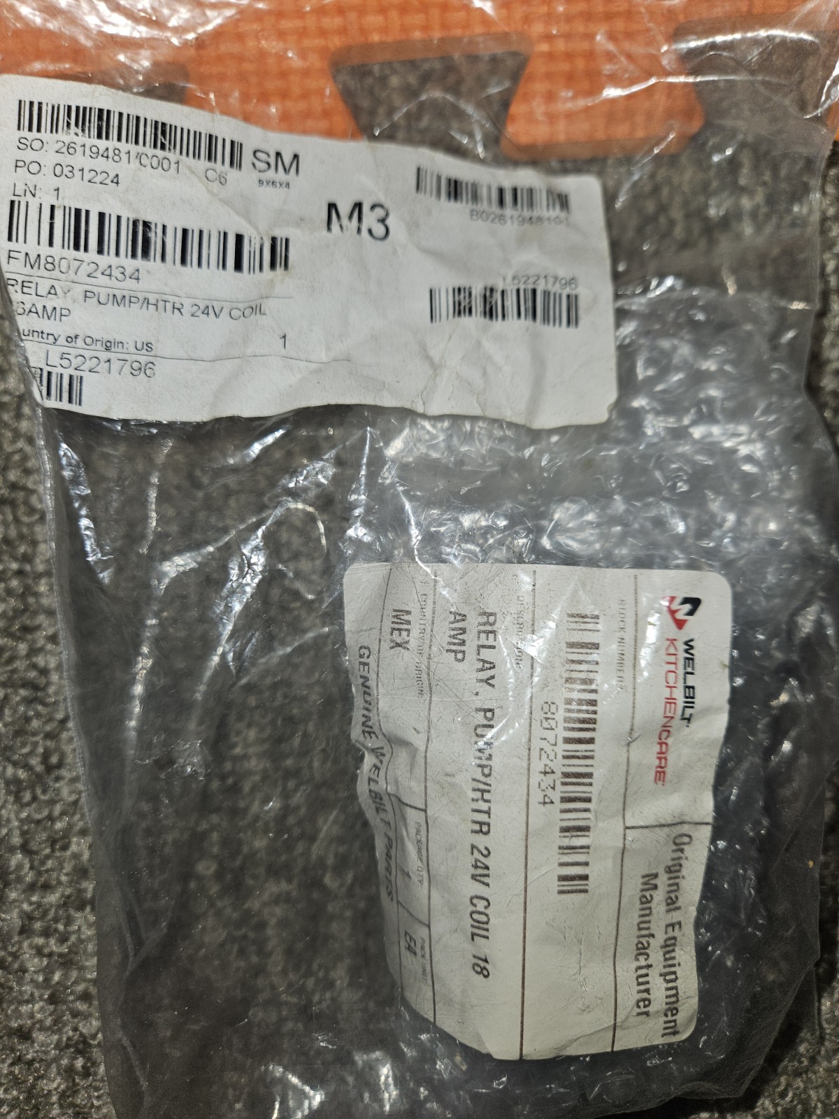 Frymaster 8072434 Relay Pump/HTR 24V Coil 18 Amp