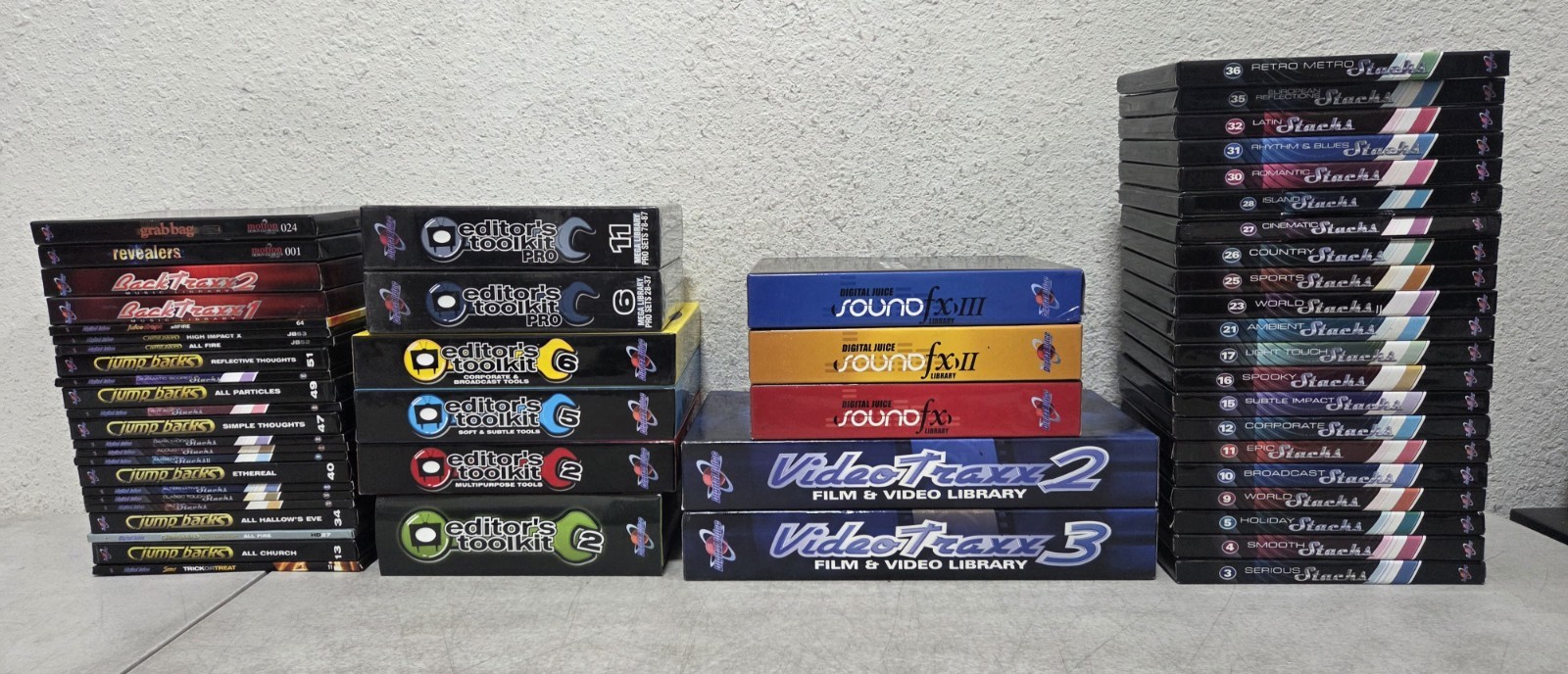 Digital Juice DVD Lot Of 55 Jump Backs Stacks Editors Toolkit Video Traxx Sound